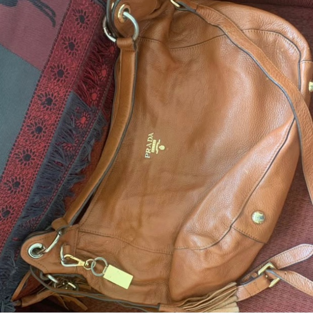 Prada Brown Leather Hobo Bag